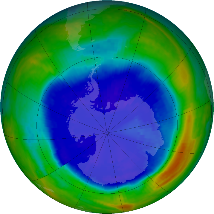 Antarctic ozone map for 06 September 2001